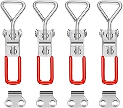 4 Pieces Adjustable Metal Lever Latch, Locking Hooks Clamps with Buckle for Cabinet, Drawer Window Door Boxes, 100 kg