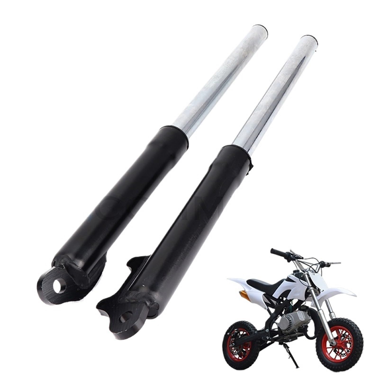 Ressorts Amortisseurs Fourche Avant de Moto 510 mm, Amortisseur 25 mm, pour Mini-Moto 2 Temps 47 CC et 49 CC, pièces de Rechange pour Motos de Fosse Amortisseur Kits de Suspension(Orange)