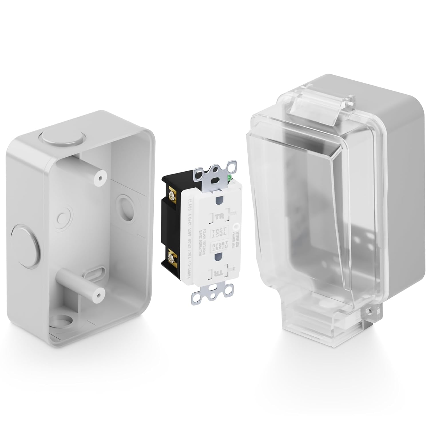 20 Amp Outdoor GFCI Outlet Double Socket, Heavy Duty IP66 Waterproof Outlet Cover Box with Lock, Weatherproof Outdoor Electrical Box Multi Plug Enclosure for Patio, Garden & Yard – UL Listed