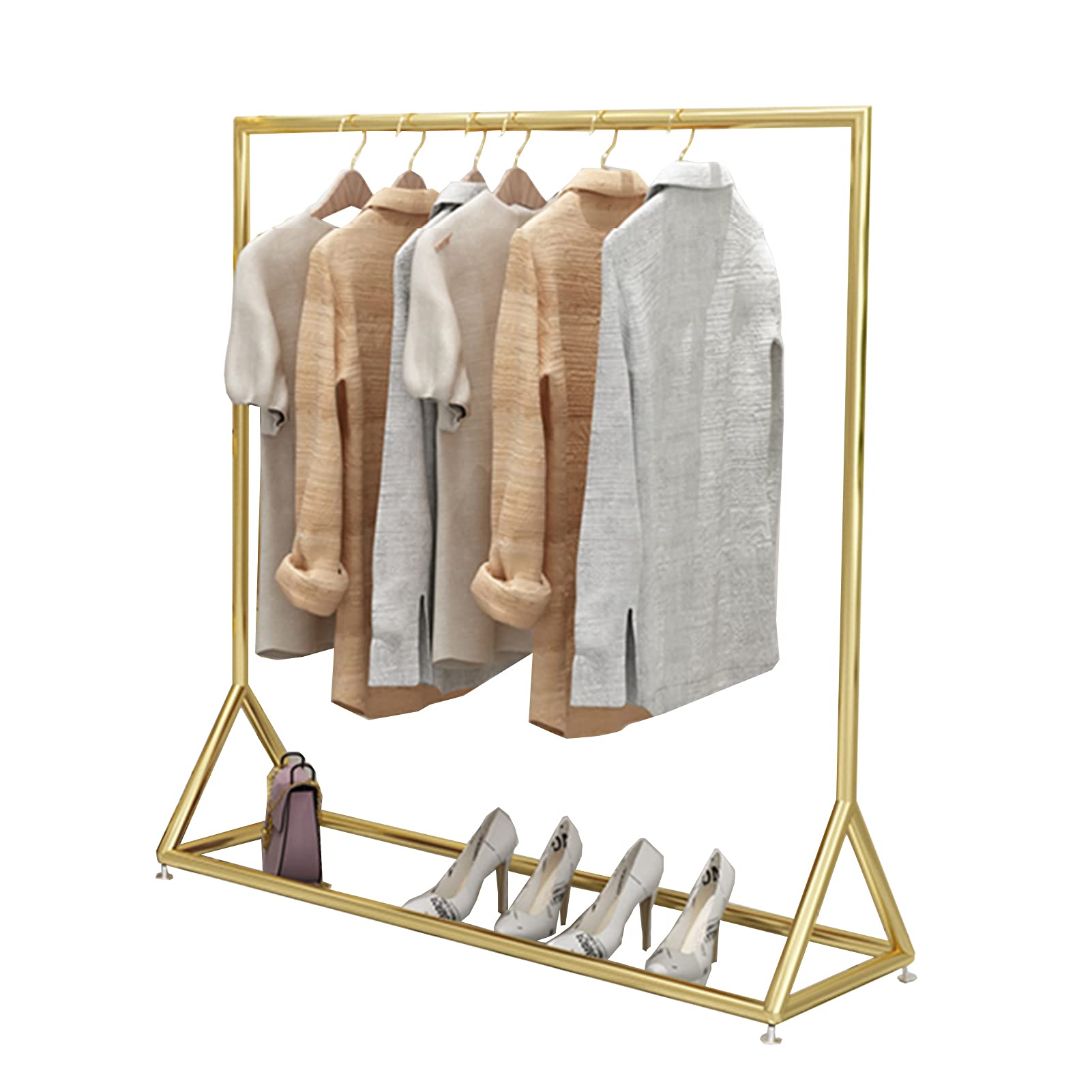 CENAP Garment Rack Golden Wrought Iron Coat Rack Retail Clothing Display Rack Metal Clothing Rack Clothes Organizer for Bedroom Clothing Store/150 * 40 * 160Cm