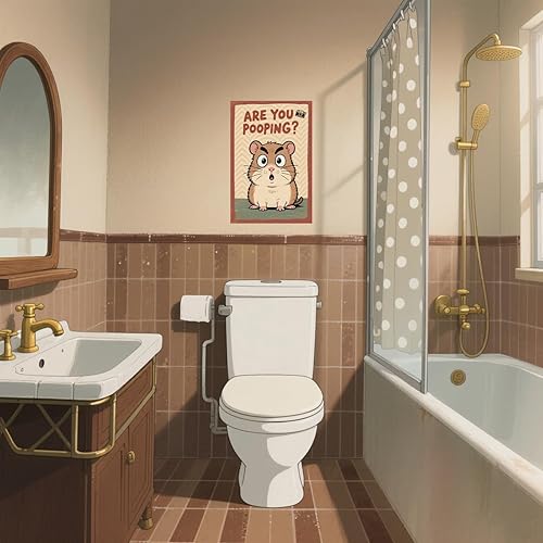 Miniatura 6 de BYZCLUBERI Retro Hamster Are You Pooping Wall Decor - Camera Element Rodent Bathroom Art, Unique Hamster Decor in Bathroom, 8x12 Inch
