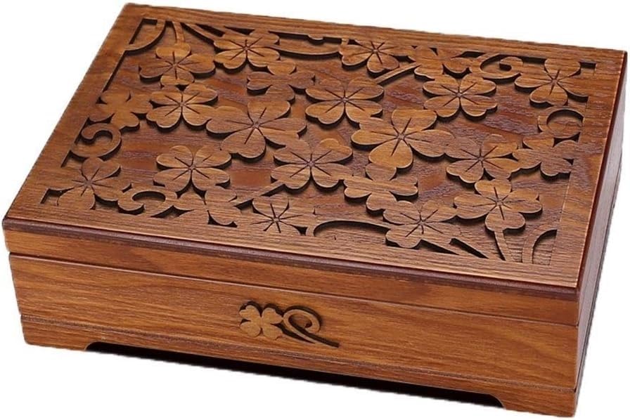 Jewelry Storage Box Gift for Women Jewellery Box Wooden Necklace Ring Earrings Storage Box Openwork Carving Jewellery Display