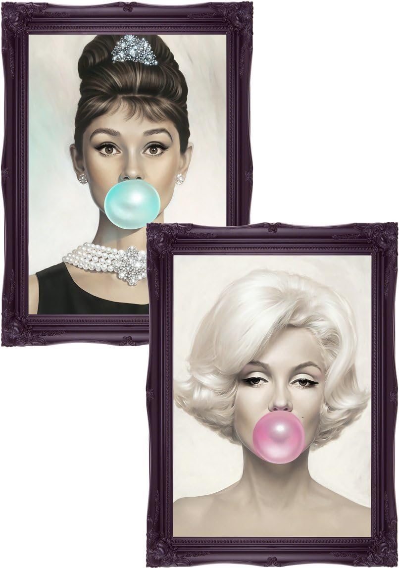 RMBoutique Audrey Hepburn Blue Bubblegum Art Poster Print Marilyn Monroe Bubblegum Art Wall Art Print Poster Print Large Marilyn Poster Print Modern Art Pop Art (16" x 12" (A3))