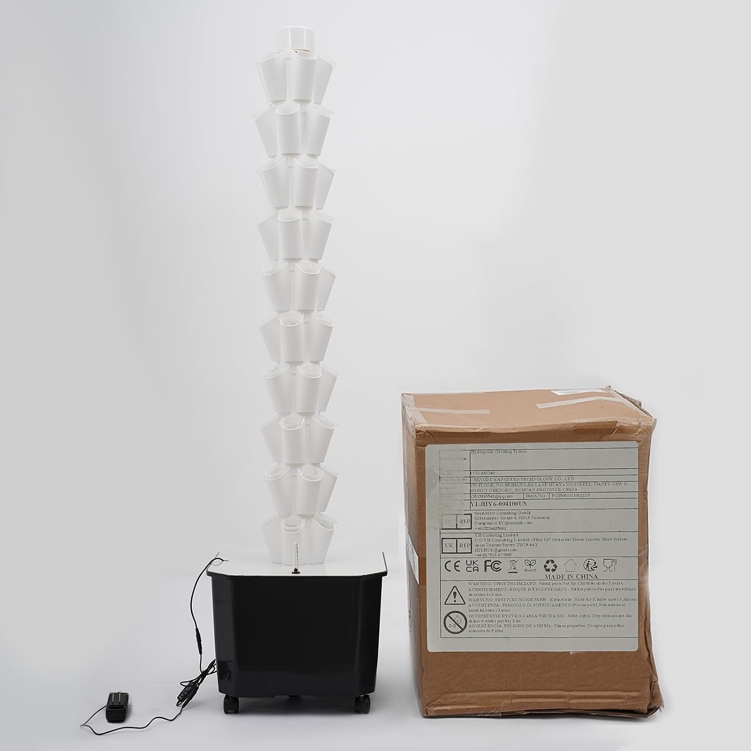 50 Hole Vertical Hydroponics Growing Kit, Mobile Hydroponic Growing Kit,Aeroponic Tower Hydroponic Growing System Kit for Leafy Vegetables (White)