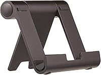 Amazon Basics Multi-Angle Foldable Tablet Stand for iPad, Phone, E-Reader - Portable Sturdy Hands-Free Holder, Black