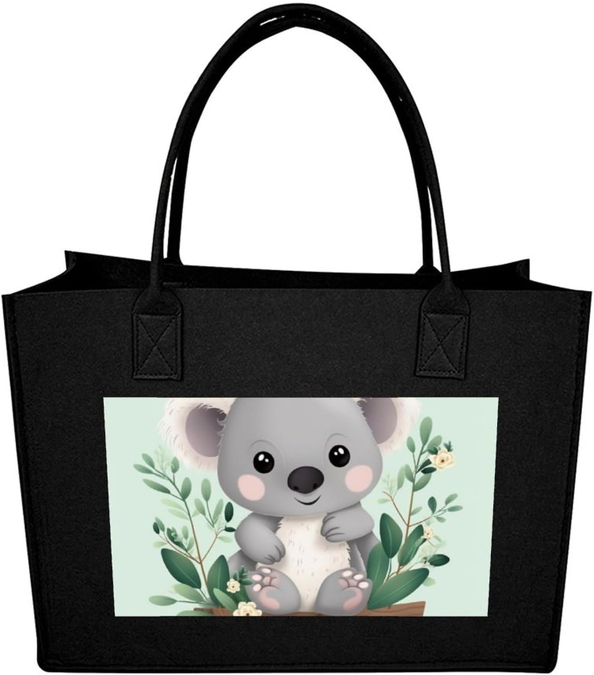 Koala Tote Bag for Unisex, Large Felt Shopping Bag with Handles, Handbag, Reusable Gift Bag