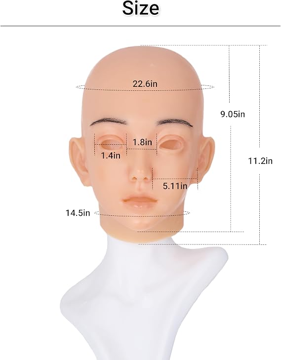 Realistic Silicone Female Full Head Mask for Cosplay & Makeup