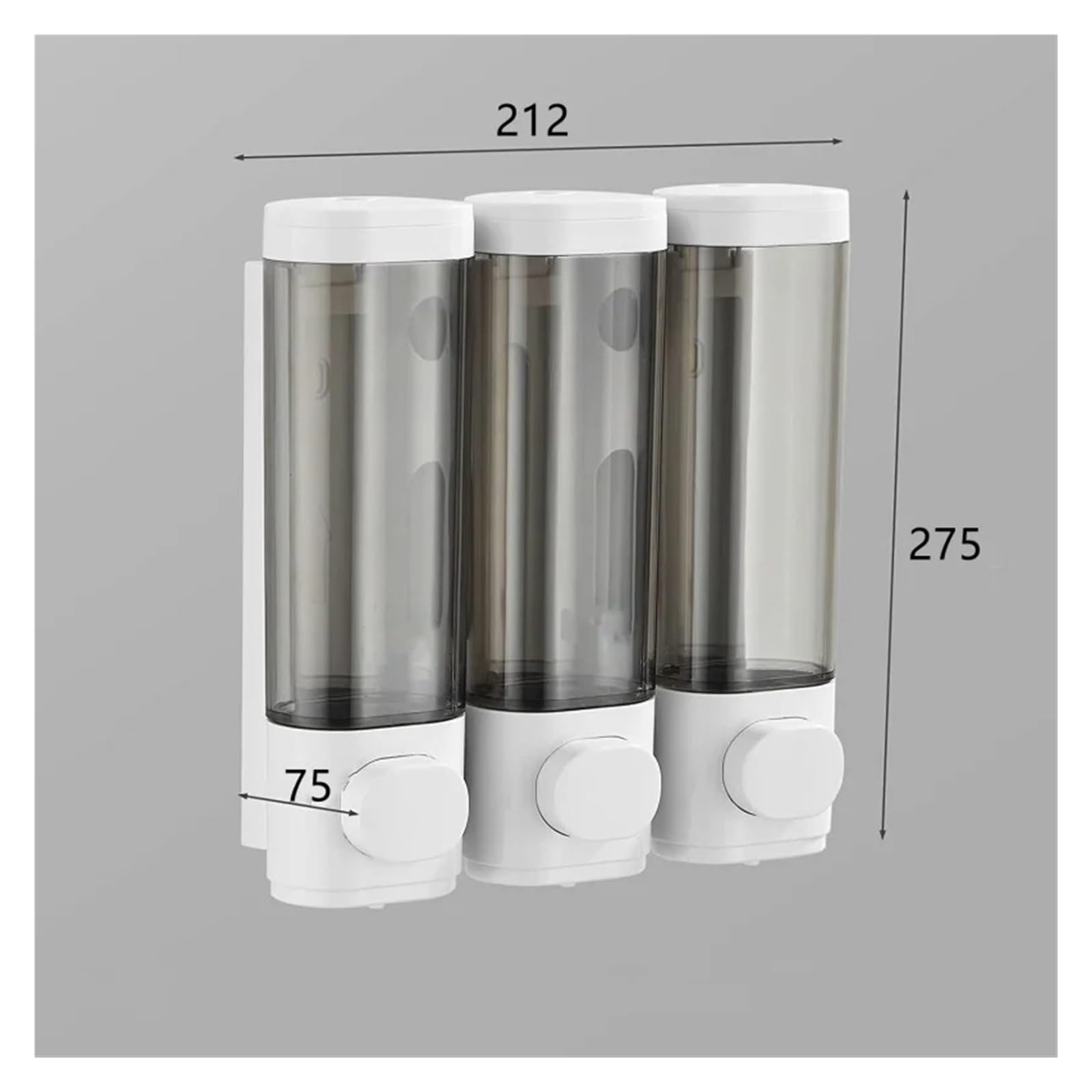 Dispensador de jabón de pared para baño, 300 ml, dispensador de champú de ducha de triple cabezal, instalación sin taladro, accesorios de baño plateados