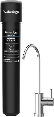 Waterdrop 17UB Sistema de filtro de agua para debajo del fregadero sistema de filtración de agua potable de 3 años de duración con grifo de níquel