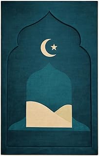 Fabienne Memory Foam Prayer Mat 70x110cm Thick Padded Muslim Prayer Rug with Knee Support Gift for Elderly People Cushioned Anti-Slip Lightweight Janamaz Salah Mat with 3D Design (Dark Green)