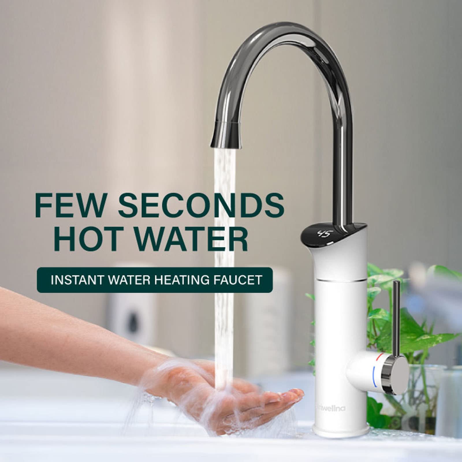 Rubinetto per lavello da Cucina, Rubinetto per scaldabagno Elettrico, Rubinetto per Acqua istantanea Senza Serbatoio, Rubinetto per Riscaldamento rapido, rubinetti da Cucina con Display Digitale