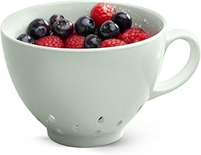 Zeal Berry Colander Cup, Small Hand-held Cup Shape Melamine Strainer/Sieve, for Washing & Draining Fruits, and Berries (10cm) - Sage Green
