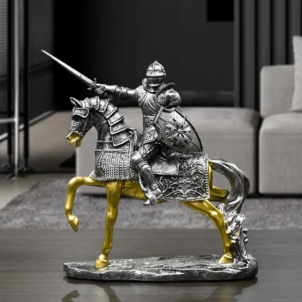 Amazon.co.jp: 騎士 置物 戦士 リーダー 剣士 馬に乗った 樹脂 レトロ 