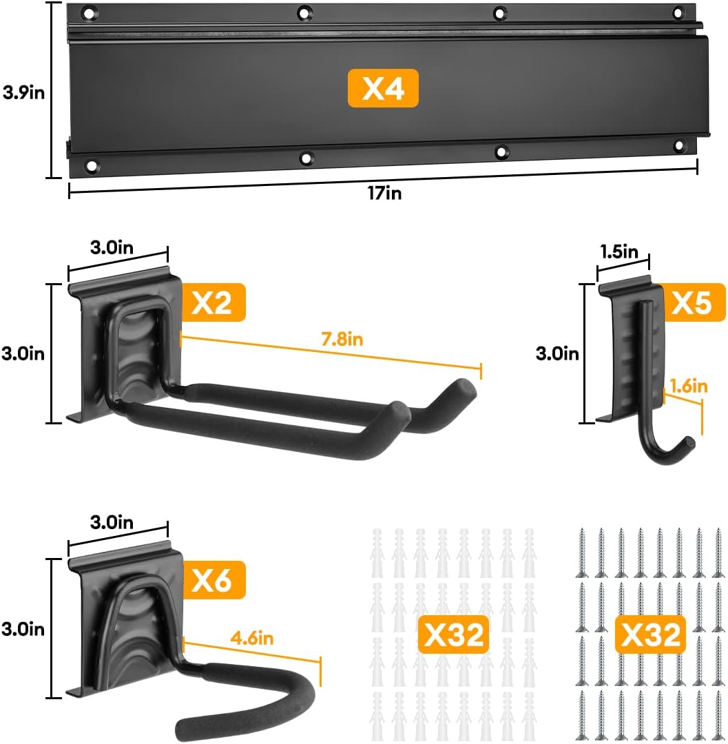Bike Storage Rack Garage Wall Mount Hanger with 6 bicycle, 5 helmets and 2 Tools Hooks, Heavy Duty Tools Storage Hooks Adjustable Home Space Saving, Holds Up to 600lbs