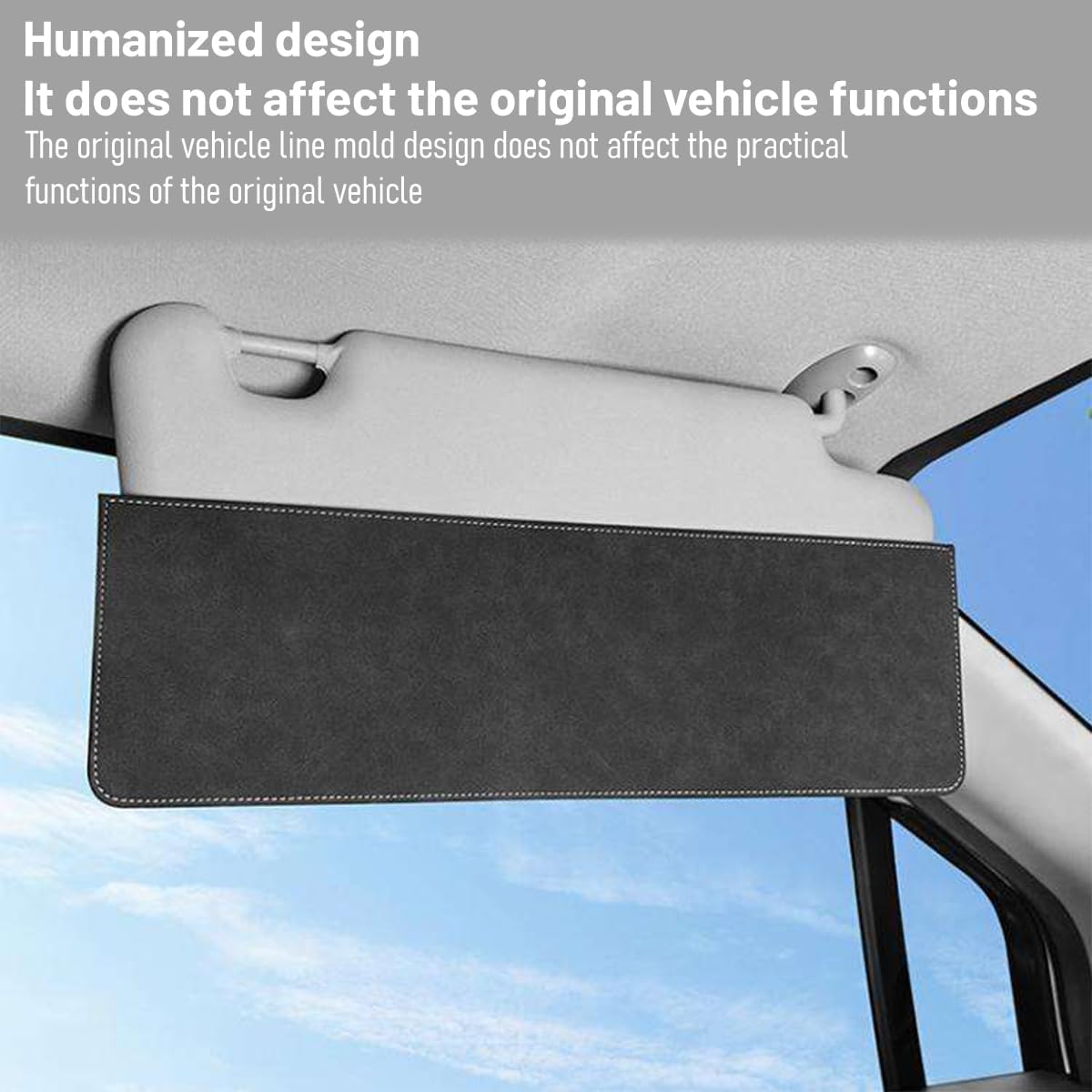 Car Sun Visor Extender, Soft Suede Vehicle Visor Sunshade Sun Blocker for Driver or Front Seat Passenger, Clip-on Automotive Window Shade Extender, Universal Fit (Dark Gray)