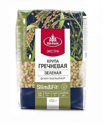 Krasnyi Oktyabr Green Buckwheat Grecha Groats Extra Slim&Fit 15.87oz/450g Grechka Kasha by Agro Alians Roasted Grechka Kasha