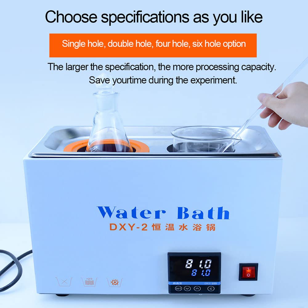 BañO De Agua De Laboratorio, BañO María TermostáTico Digital De 2/4/6 Orificios, RT 5 °C ~ 99,9 °C | Temporizador De 0~999 Minutos | Función AutomáTica De Quemado Antiseco.,6Holes