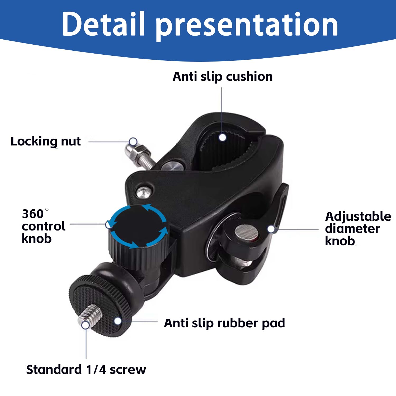 Mic Stand Phone Holder Clip Microphone Arm With 360° Rotation Clip For Live Broadcast Recording Riding Traveling,Bike Cellphone Holder for Live Broadcast Recording - Image 3
