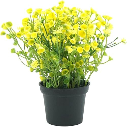 Flores artificiales pequeñas de hierba bonsái, flores artificiales en maceta para decoración rústica de boda, fiesta, jardín, granja, decoración de