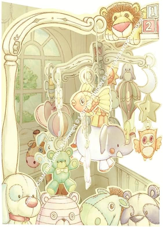 Santoro Swing Card, 3D Pop Up Greeting Card - Baby Mobile - for Kids Family, Birthday, Paper, 210 x 290 mm