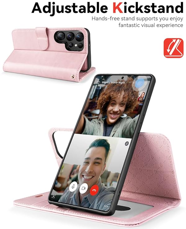 OCASE for Samsung Galaxy S25 Ultra Detachable Wallet Case with Card Holder, [2 in 1] PU Leather Flip Folio Case with RFID Blocking Stand Wrist Strap Shockproof Phone Cover 2025, Pink by OCASE - Image 5
