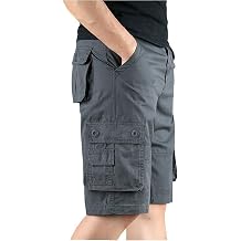 GOKKILRW Mens Outdoor Cargo Hiking Shorts Multi-Pocket Work Joggers Sweatpants Straight Leg Cotton Twill Utility Track Shorts