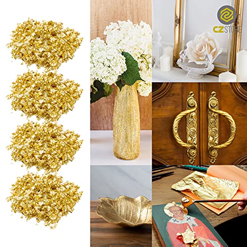 CZ Store✮✮ - Gold Leaf | 5.5\" x 5.5\" | 100 Pcs | Copper Foil Sheets with Metallic Texture - Golden Gilding Material for Arts & Crafts, Decorations, Slime, Nails, Resin, DIY - Thumbnail 4