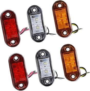 Eaglerich 6PCS E11 DOT Piranha LED Lights, 2 Red + 2 White + 2 Yellow, 10V-30V Waterproof Clearance Side Marker Lights for Truck Trailer RV