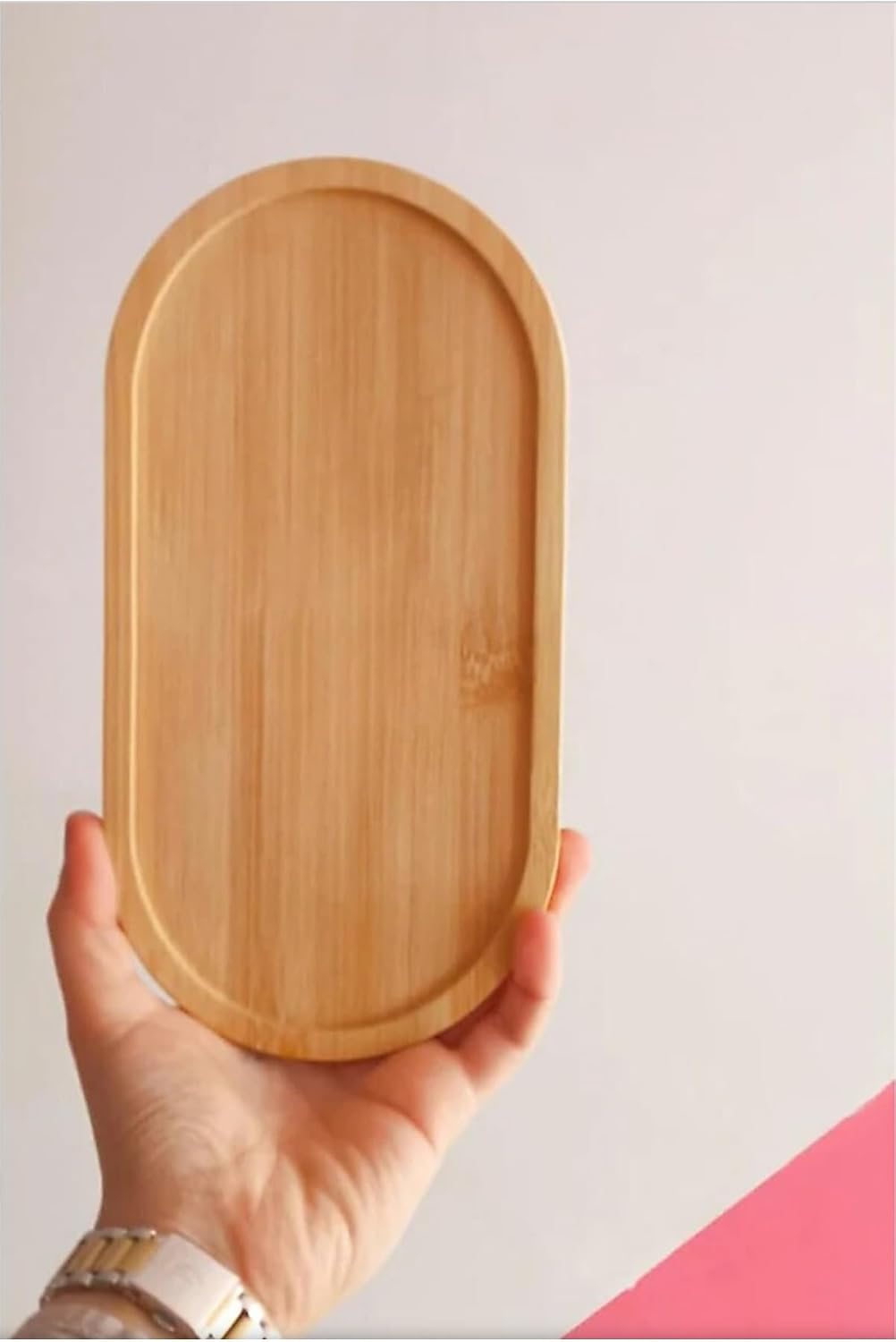 Bambu Oval Sunum ve Servis Tepsisi, 23,5 x 12 cm, Bej