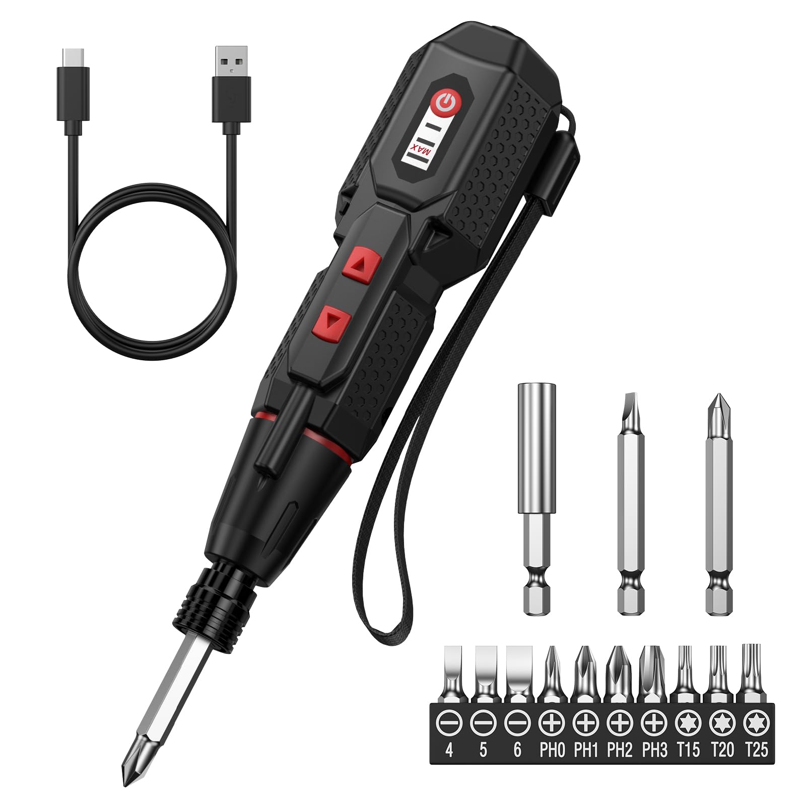 Upgraded 4.2V Electric Screwdriver Set, Type-C Rechargeable Cordless Screwdriver Set with 13 Bits, 3 Torque Settings, Dual LED Lights, Auto & Manual Modes, Repair Tool for Electronics, Laptops