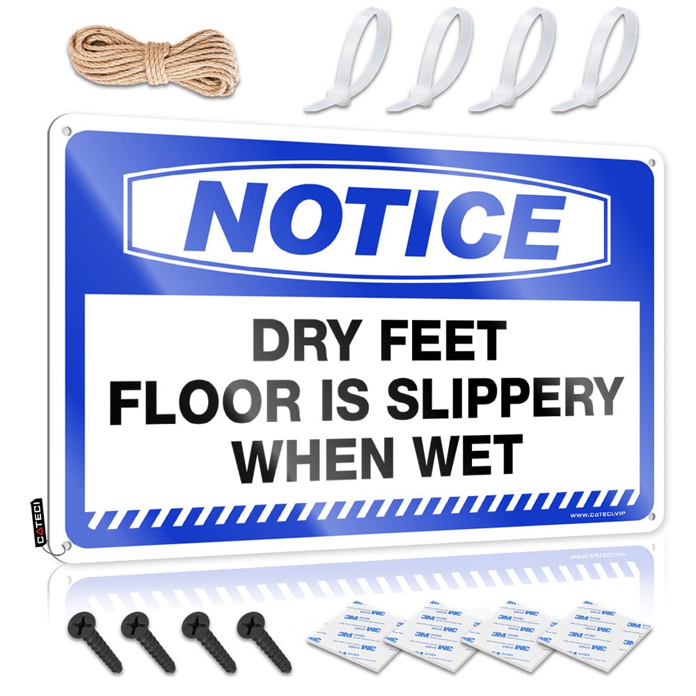 Fzfn Colour Outdoor Patio Decor Haves Tin Wall Decor | Notice Dry Feet Floor Is Slippery When Wet Large Decorative Wall Art Ready To Hang For Farm(30X40cm)