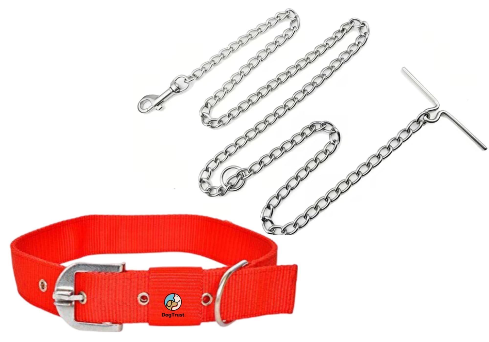 Dog Trust Adjustable Silvery Dog Choke Collar - Heavy-Duty Metal Training Chain, Combo Alloy Steel Necklace for Small to Large Dogs (Red) (B0DH52GPL4) Amazon Price History, Amazon Price Tracker