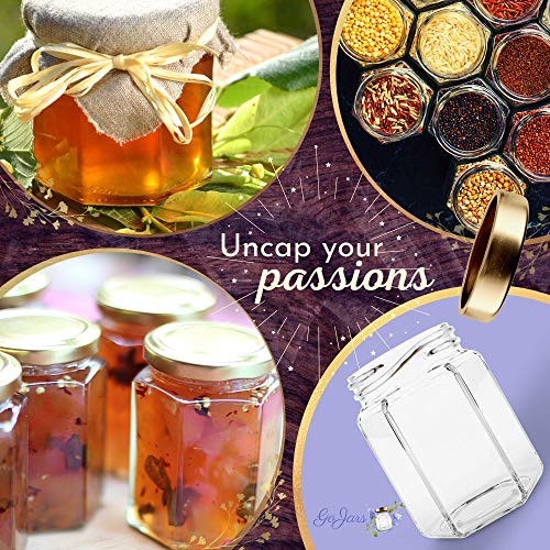 Gojars Hexagon Glass Jars 3oz Premium Food-grade. Mini Jars With Lids For Gifts, Wedding Favors, Honey, Jams And More. (24, 3oz) - Thumbnail 4