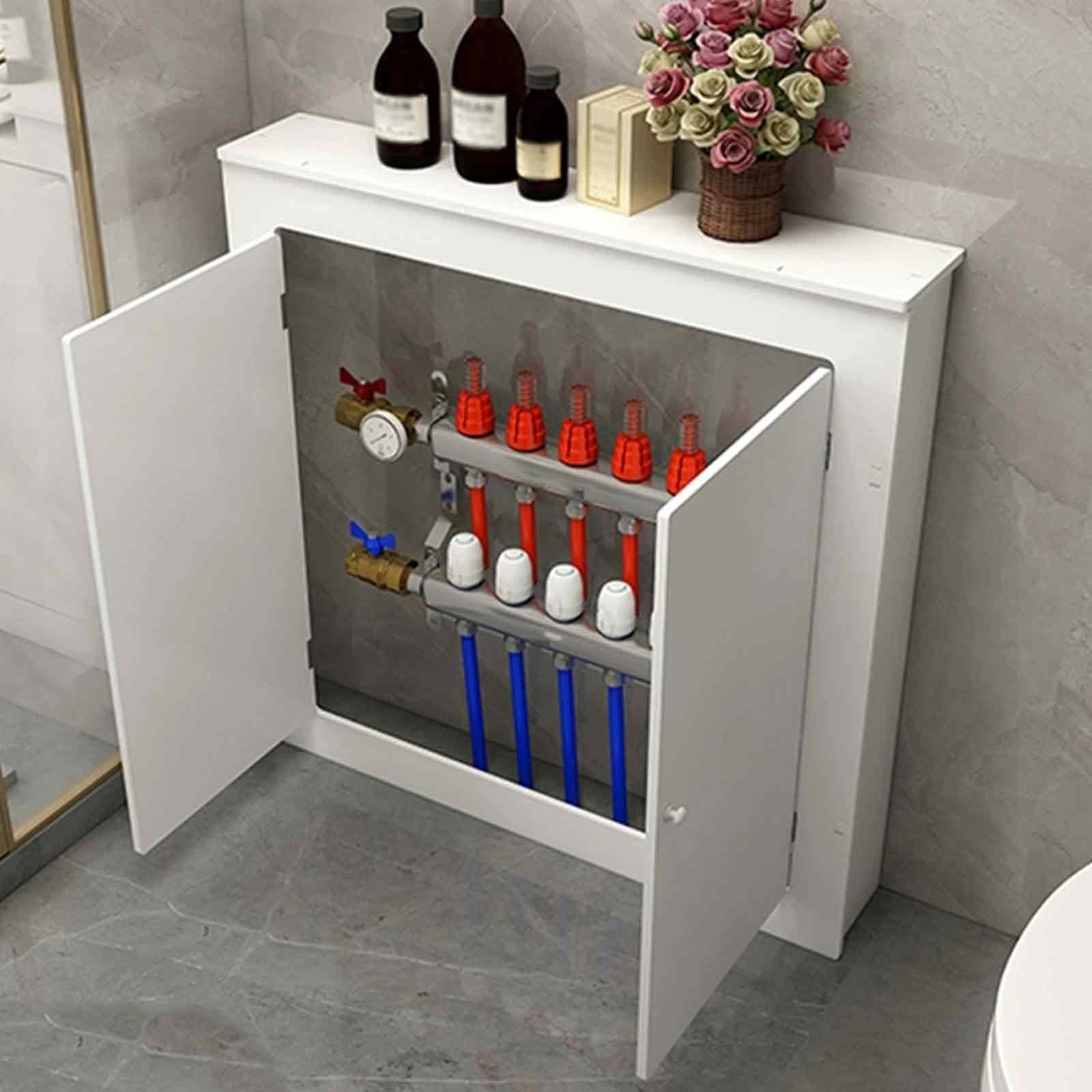Copritermosifone Legno con Pannello di Accesso, Copri Termosifone Moderno per Termosifone, Mobiletto Decorativo Bianco a Doppia Anta, Design Protettivo(40x50x15cm/16x20x6in)
