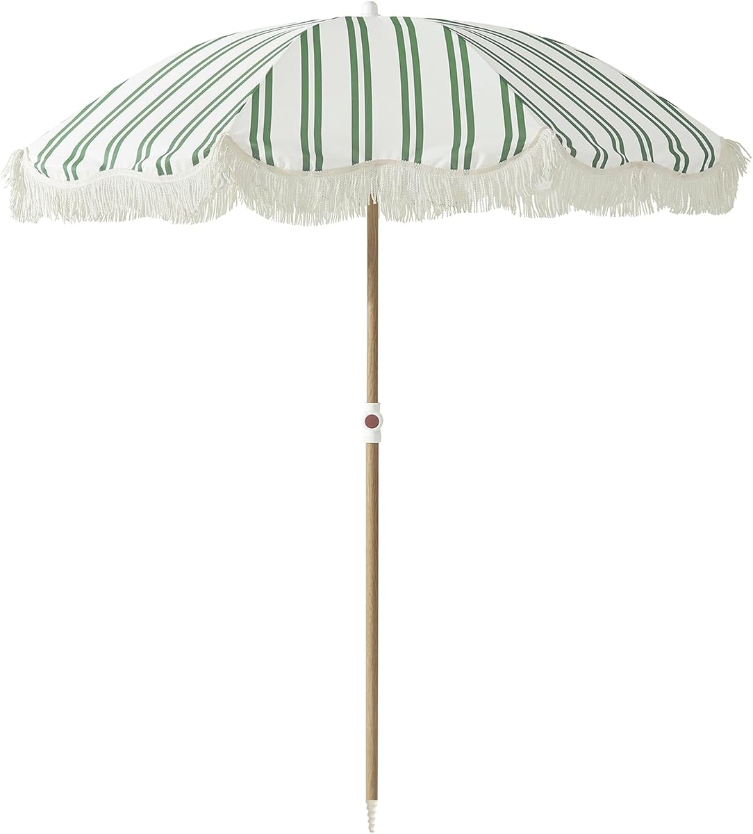 Sombrilla de playa con flecos a rayas de 6 pies, ancla de arena, parasol UPF 50+ | Inclinación ajustable y diseño portátil, sombrilla costera para playa y patio, Heritage Ocean Cypress Stripe