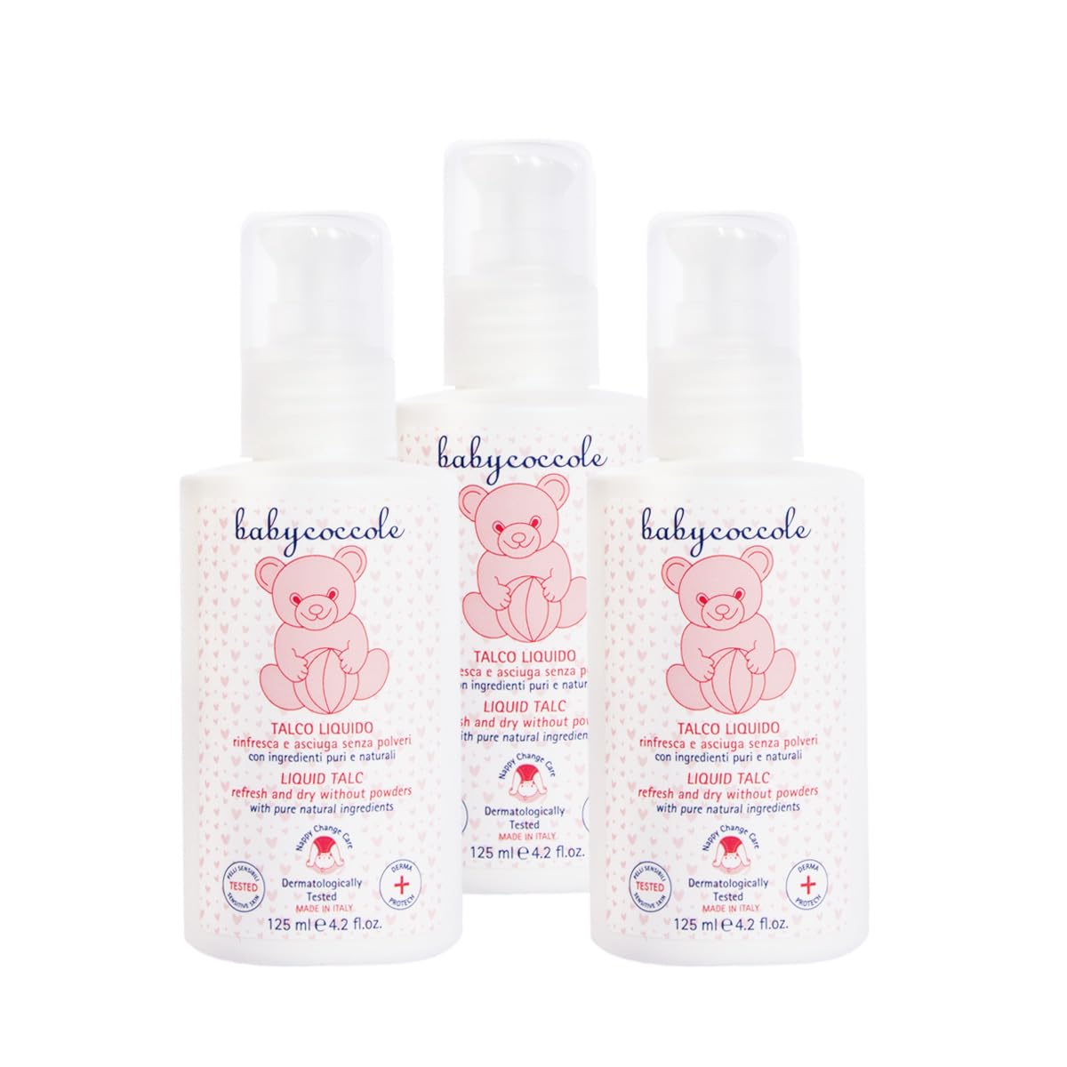 Babycoccole KIT 3 PEZZI TALCO LIQUIDO BAMBINI. Talco non talco, previene arrossamenti da pannolino, asciuga e rinfresca la pelle dopo il bagnetto, regola naturalmente la sudorazione. 3X125ml