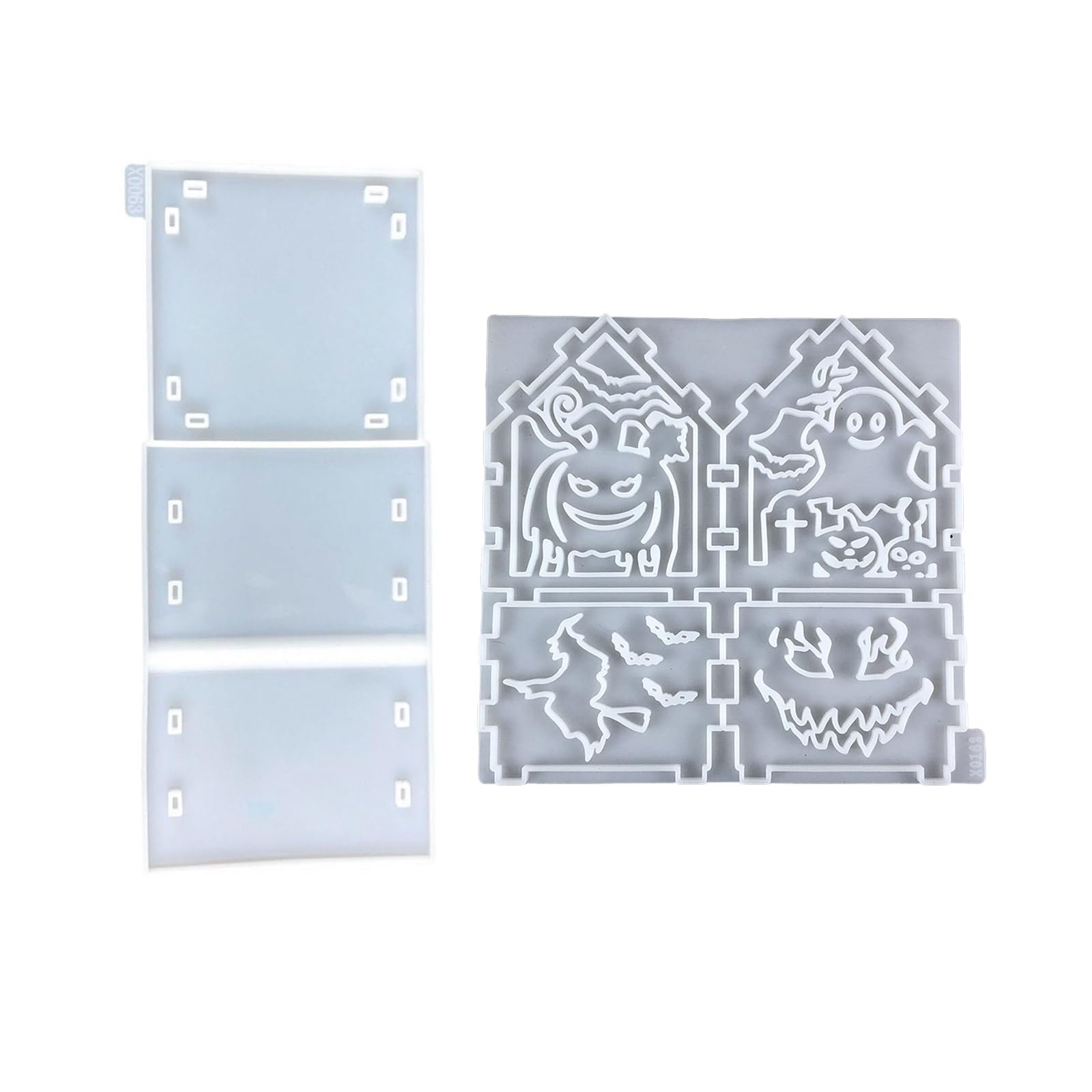Buxuaaaa 2Pieces Festival Halloween Silicone House Molds Silicone Texture for Baking Decorations Ornaments and Gift Creations Halloween Party Craft Supplies