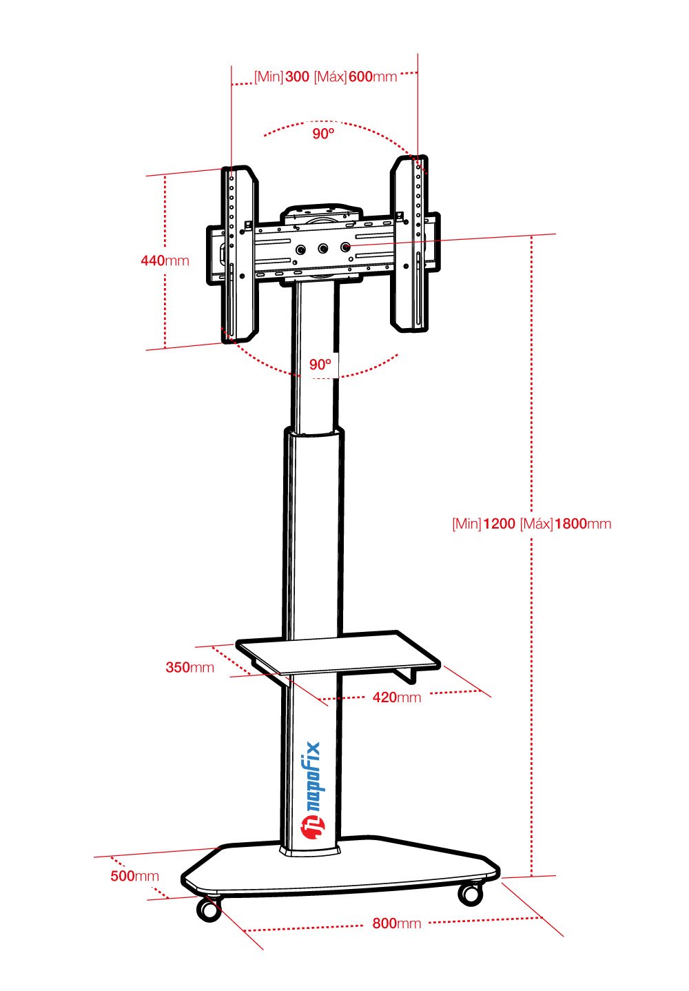 295 Uchwyt podłogowy LED/LCD 32-66" srebrny