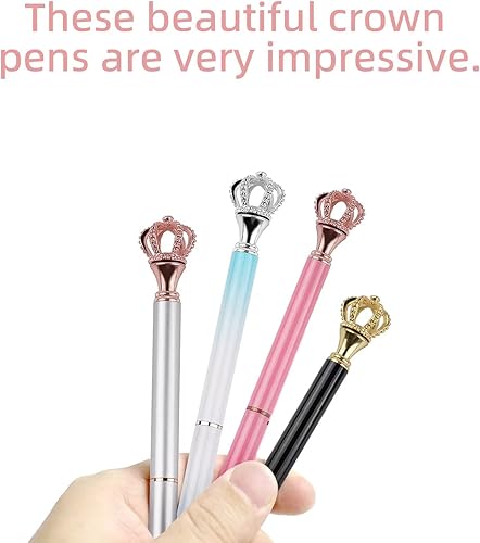 Miniatura 7 de YOUMI Bolígrafos de 3 piezas con corona de diamantes brillantes en la parte superior de la tinta negra juego de bolígrafos de escritura suministros