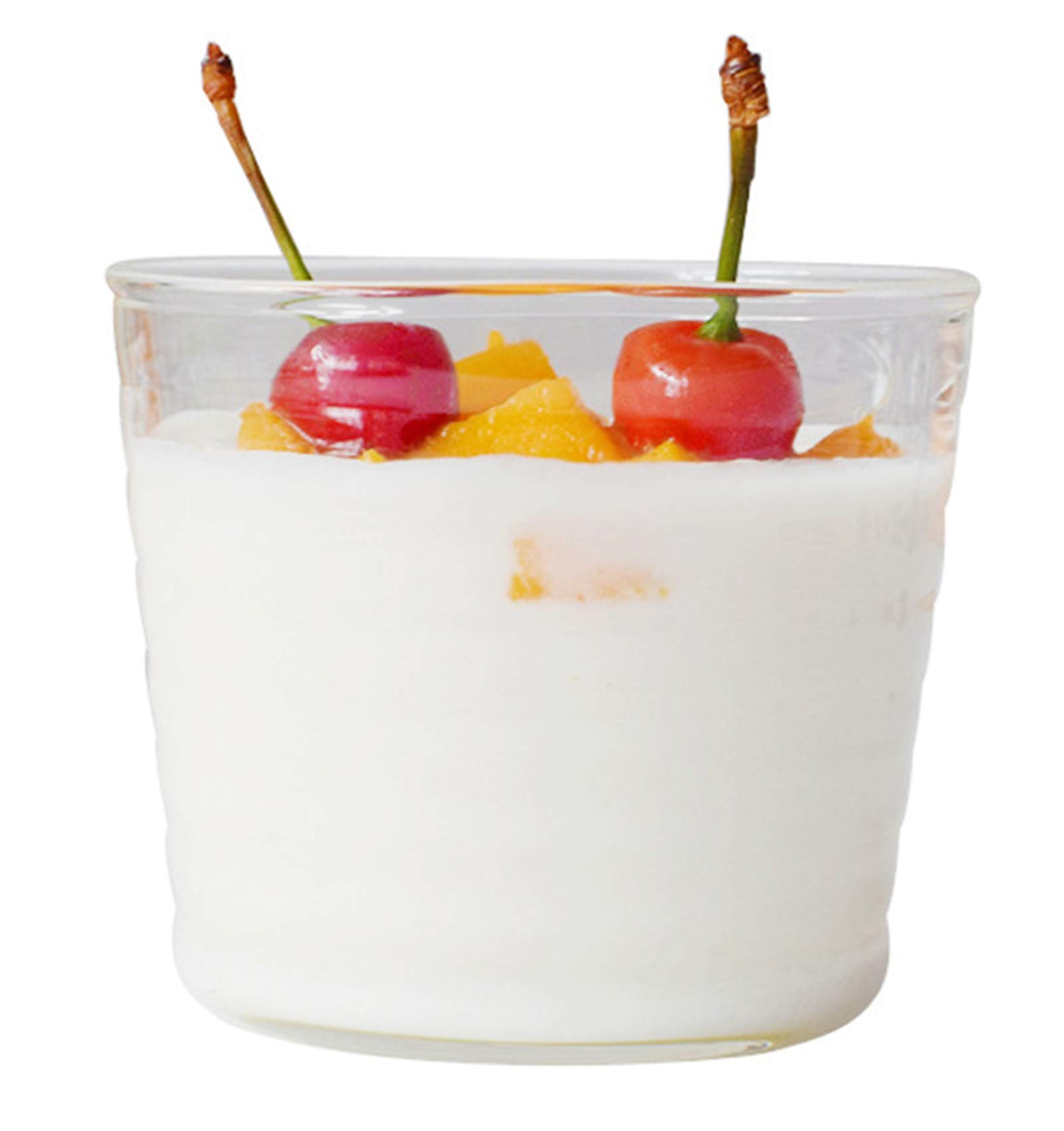 yarlung 9 Stück kleine Glasschalen mit Kunststoffdeckel, 193 ml, transparente Puddingbecher, Obstschale, Glasbehälter für Salat, Saucen, Kühlschrank, Gefrierschrank und Lebensmittelaufbewahrung