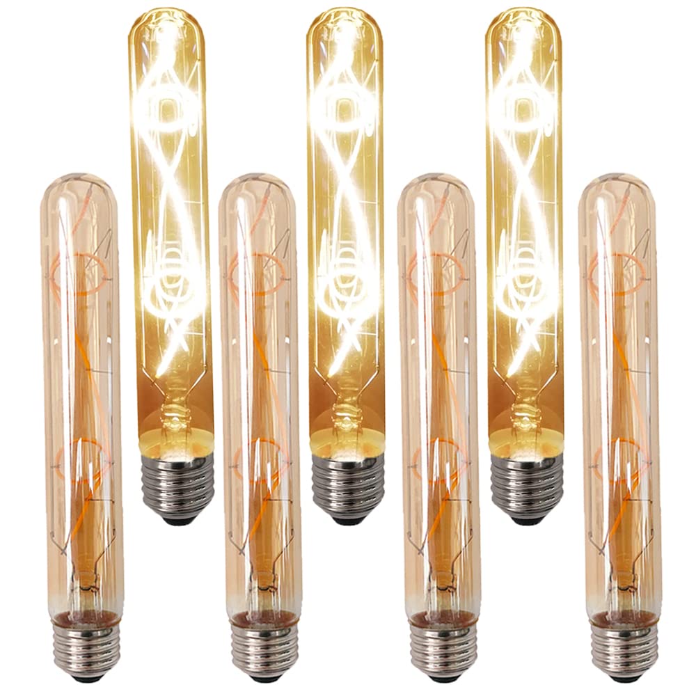 7 Pack Edison Vintage Tube Bulb E27 6W T30 Tube Filament Bulb Tube OUGEER AC 220-240V E27 T30 LED Filament Light Bulb Warm White 2700K New Innovations, for Homes, Restaurants, cafes