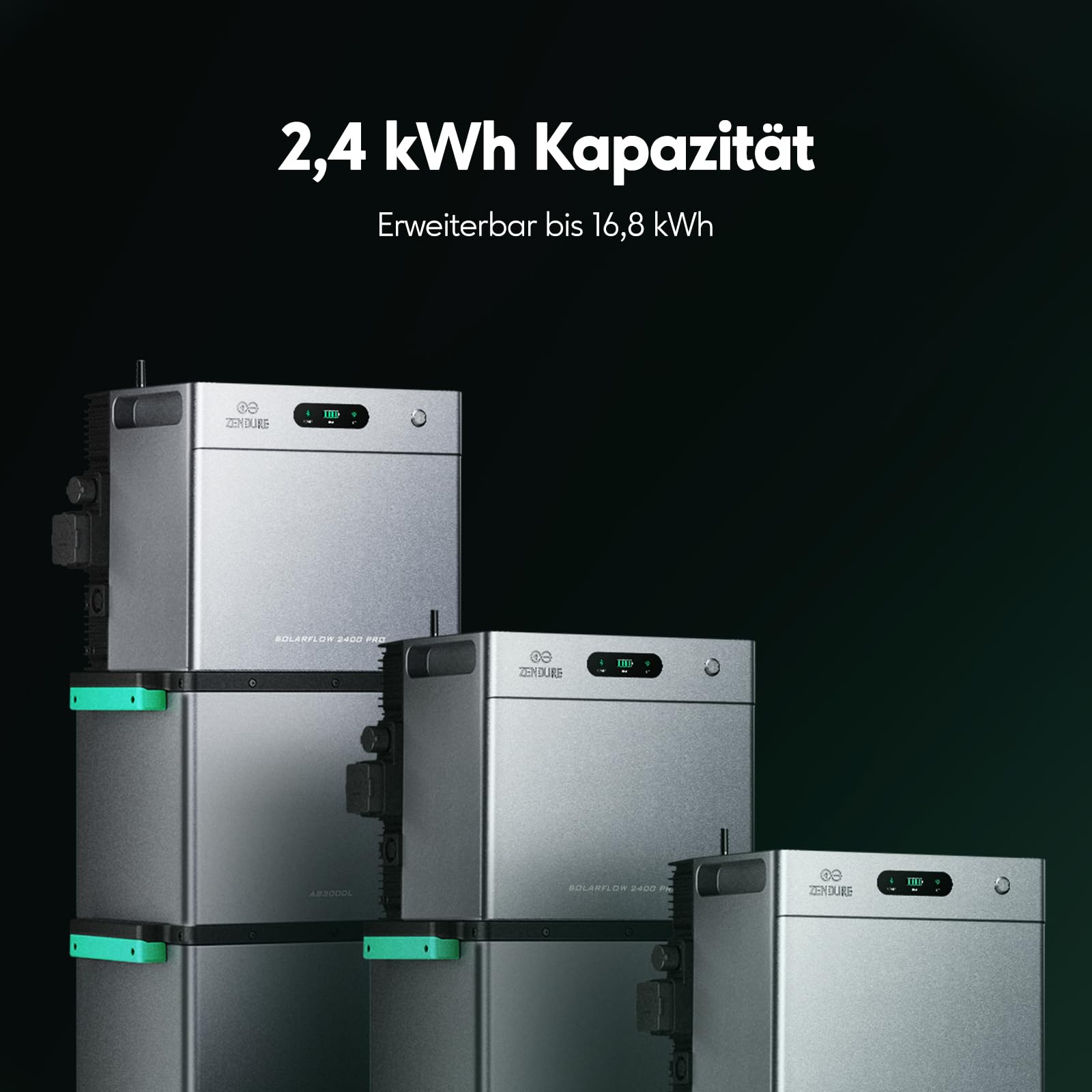 Zendure SF2400 Pro - Balkonkraftwerk mit Speicher 2400W Bidirektionaler AC-Ausgang, Solarspeicher für Balkonkraftwerk mit 4800W PV-Eingang (3000W DC + 1800W AC), Eweiterbar von 16,8kWh, Plug & Play
