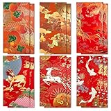 12 sobres rojos de la suerte de Hongbao chino, elemento chino, festival de primavera, dinero de bolsillo, Hong Bao de la suerte para cumpleaños, Navidad, Año Nuevo, boda.
