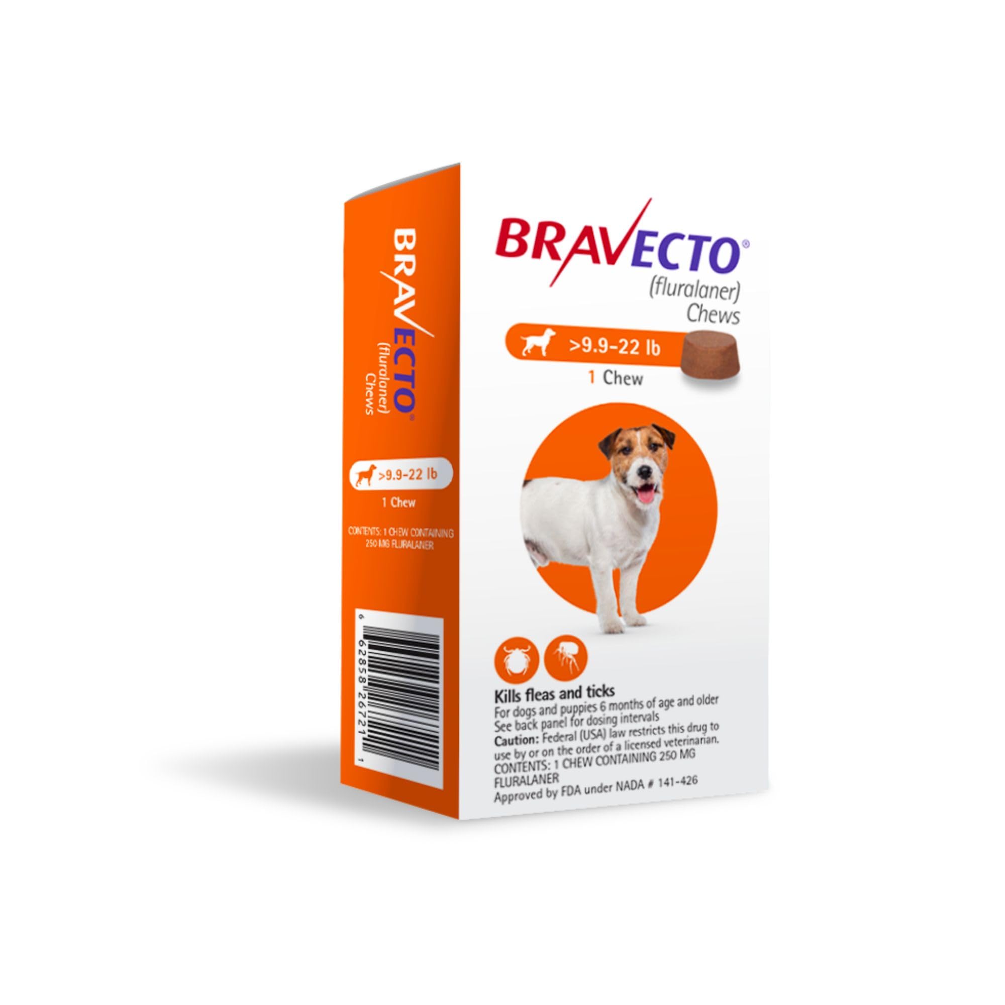 BRAVECTO Żuć dla Psów, Przeciwko Pchłom i Kleszczom, 1 Żuczek, 12 Tygodniowy Zasób, 4.5-10 kg, Pomarańczowe Opakowanie
