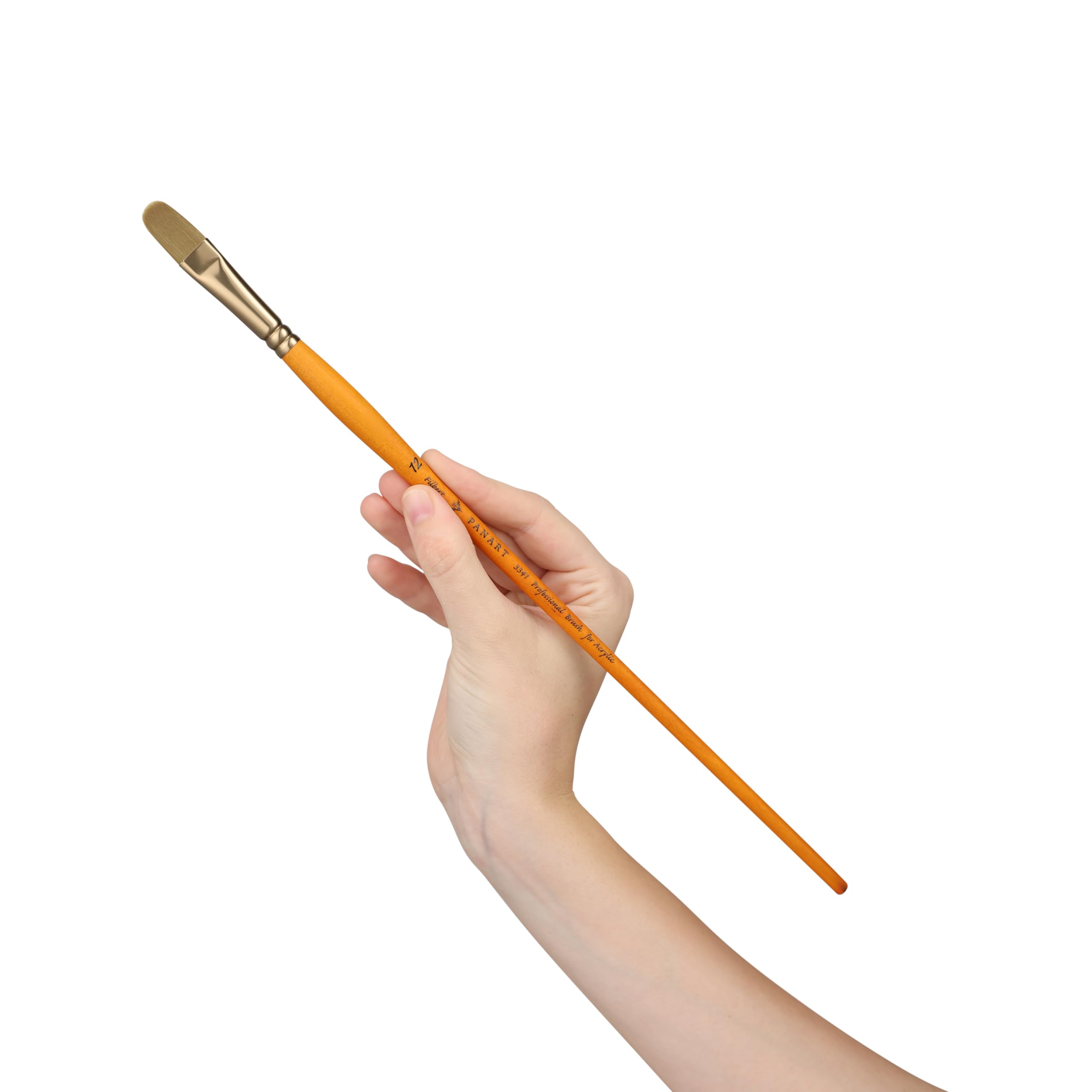 Pan Art Synthetic Filbert Brush No. 12 - Acrylic Painting - 1 Piece, Orange, Nr. 12 - Image 3