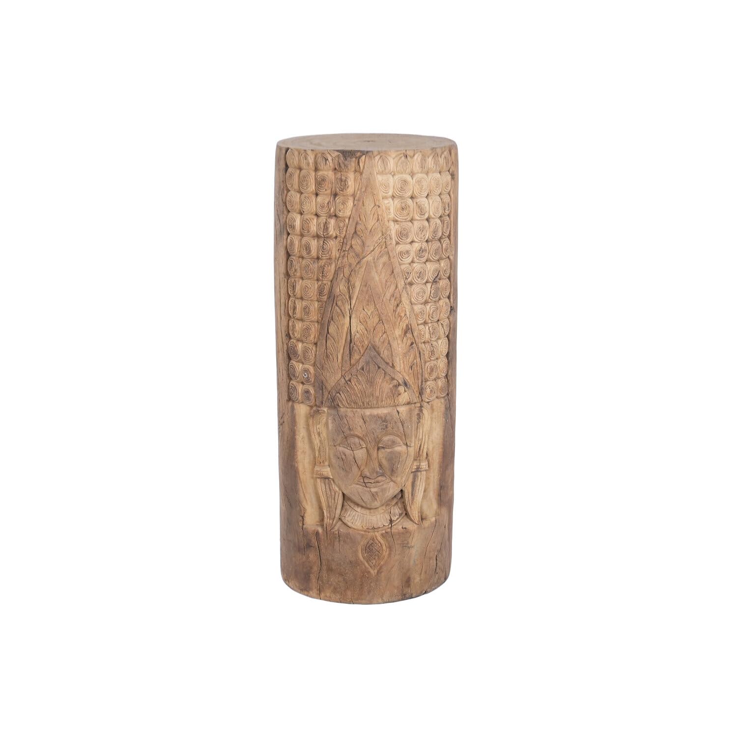 Pedestal de teca natural de 116 cm para crear rincones zen en tu salón