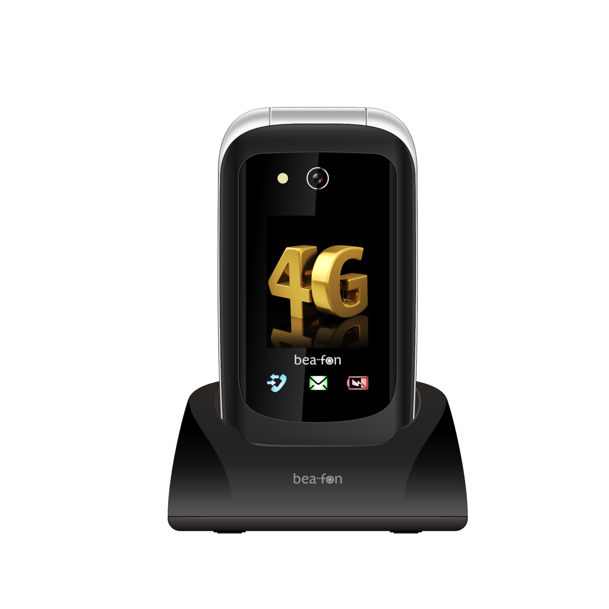 Beafon, SL720i, Silver Line, custodia pieghevole, 4G, telefono con tasti, anziani con pulsante di emergenza e zona di sicurezza, XXL 2,8" (7,11 cm), display a colori, compatibile con apparecchi
