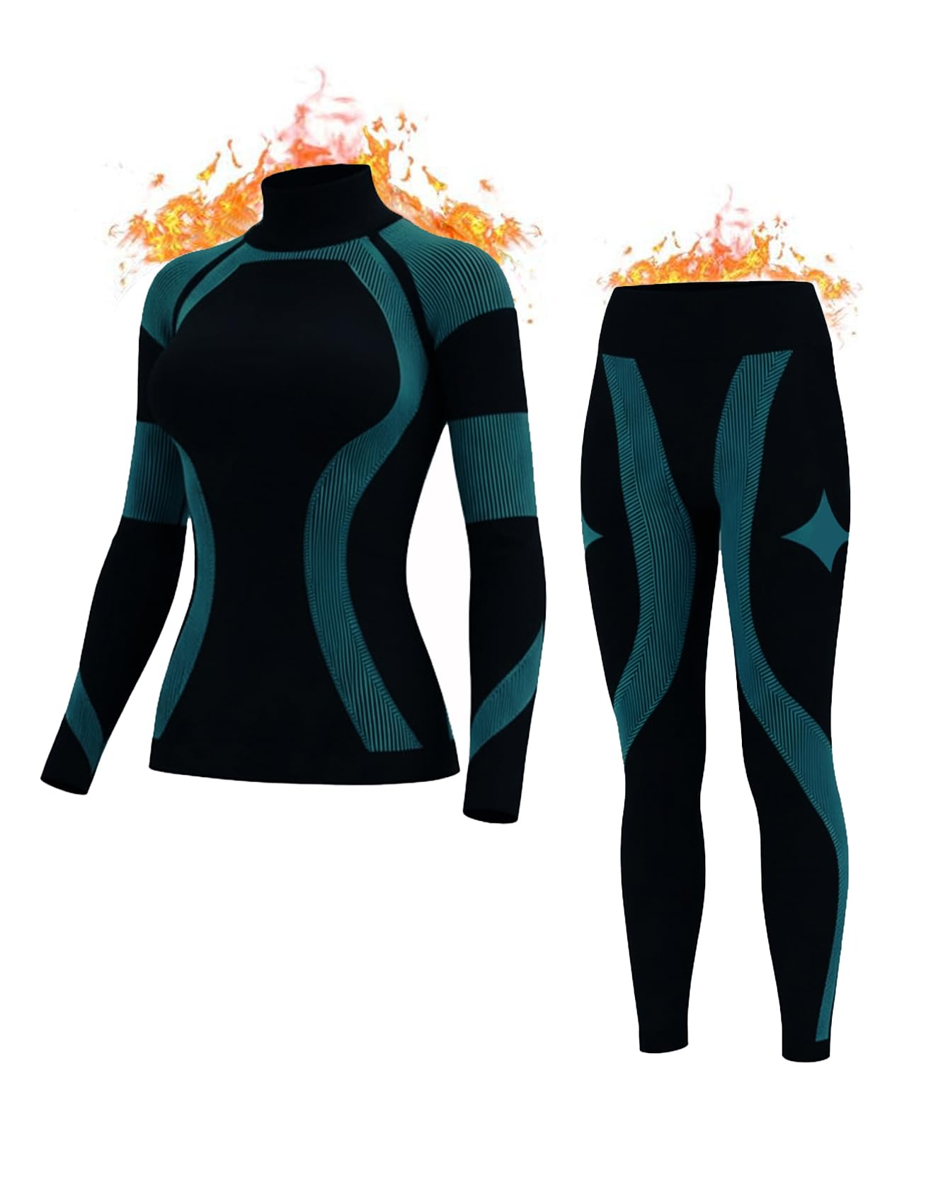 Ensemble de sous-vêtement Thermique Femme Wear Fonctionnel sans Couture PJ Set Entraînement Ski Couche de Base Chaude Temps Froid Yoga Haut Bas