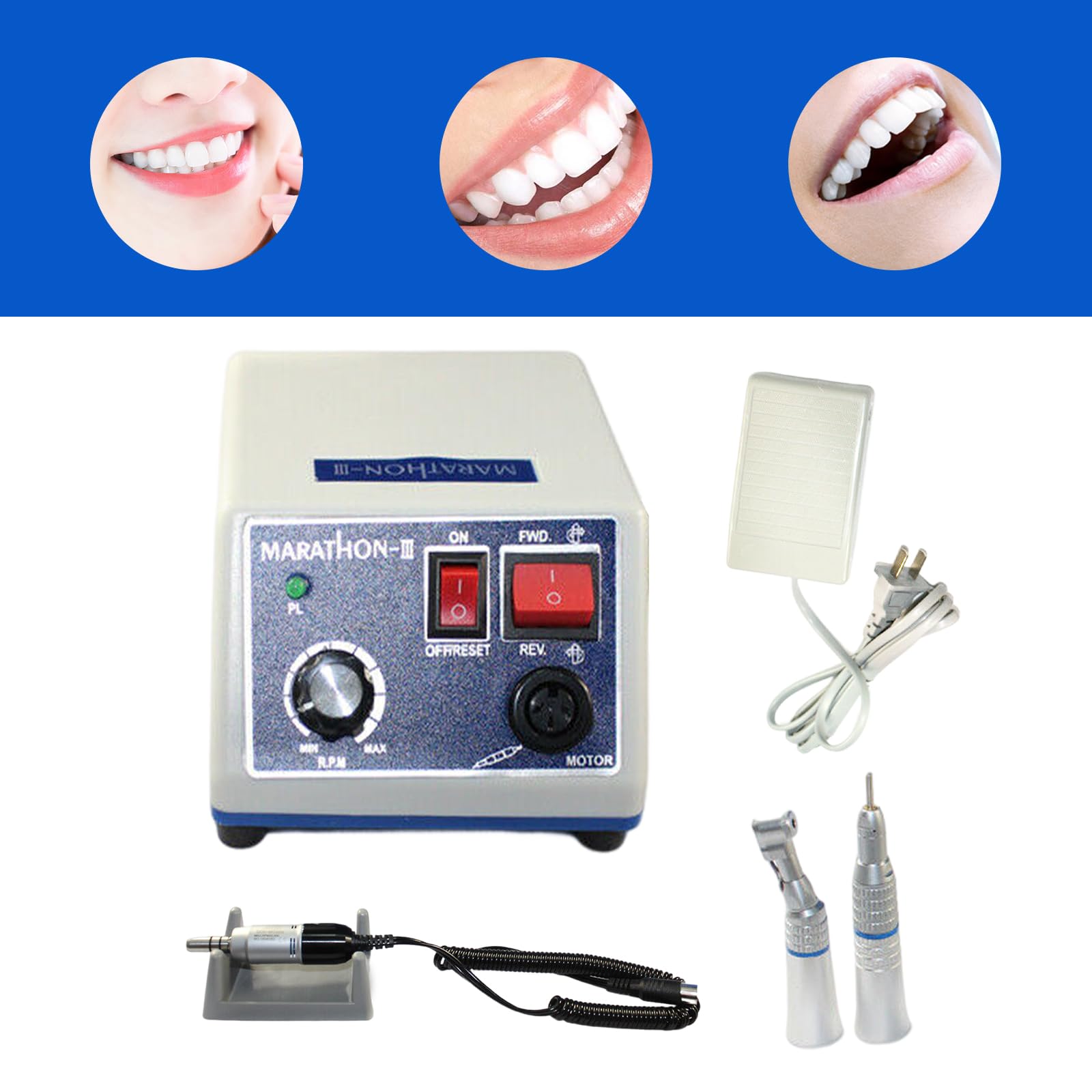 Dispositif Polissage à Micromoteur, Micromoteur Polissage électrique Machine Polissage éectrique pour Bijoux Laboratoire Céramique Silicone Travail Polissage Dents 0-35000RPM 65W 220V, 50-60Hz