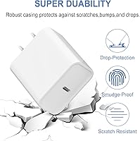 Vista 5 de Cargador para iPhone de carga rápida USB C, cargador tipo C, cargadores de pared PD de 20 W con cable de 6 pies para iPhone 14/14 Pro Max/13/13